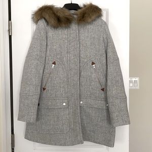 Brand New J. Crew Stadium Cloth Gray Wool Chateau Parka